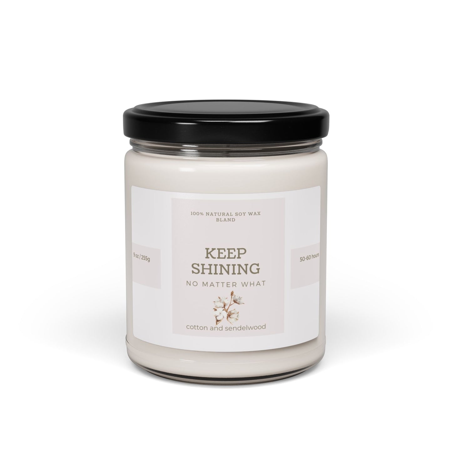 Scented Soy Candle, cotton and sandelwood, birthday gift candle