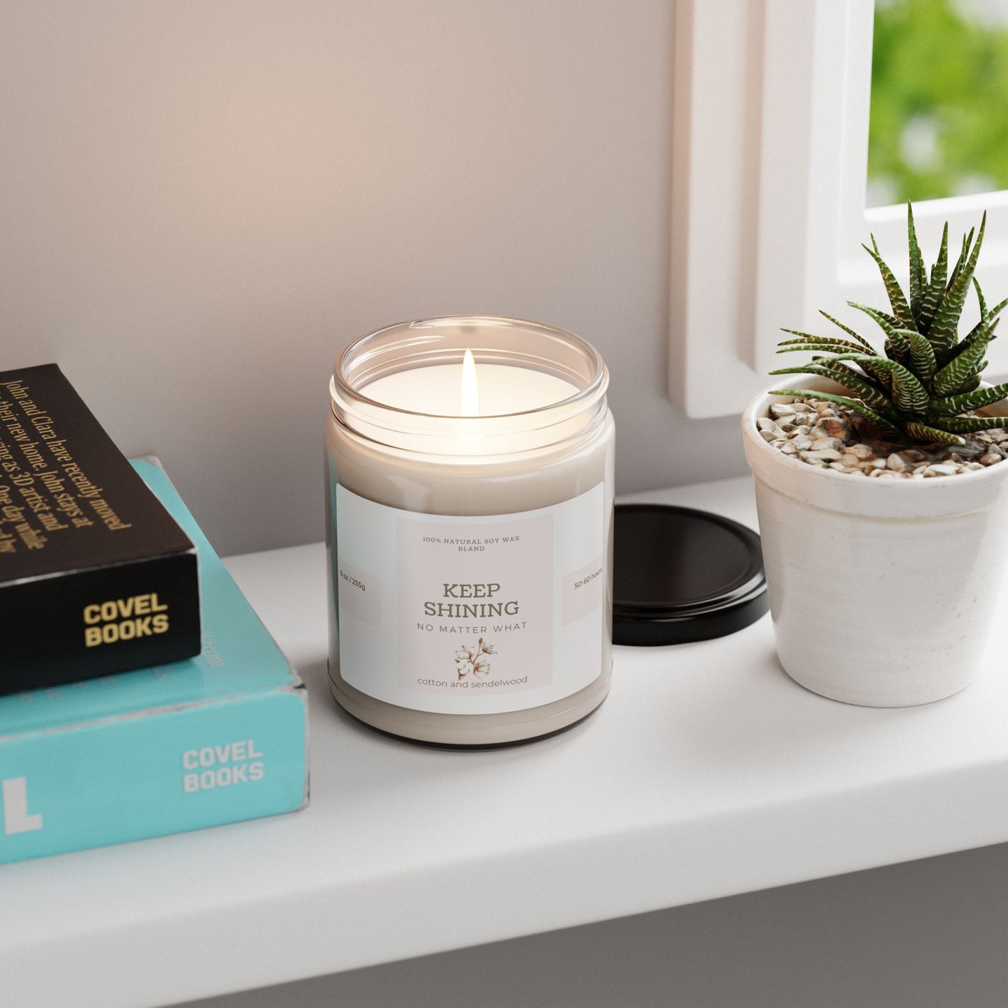 Scented Soy Candle, cotton and sandelwood, birthday gift candle