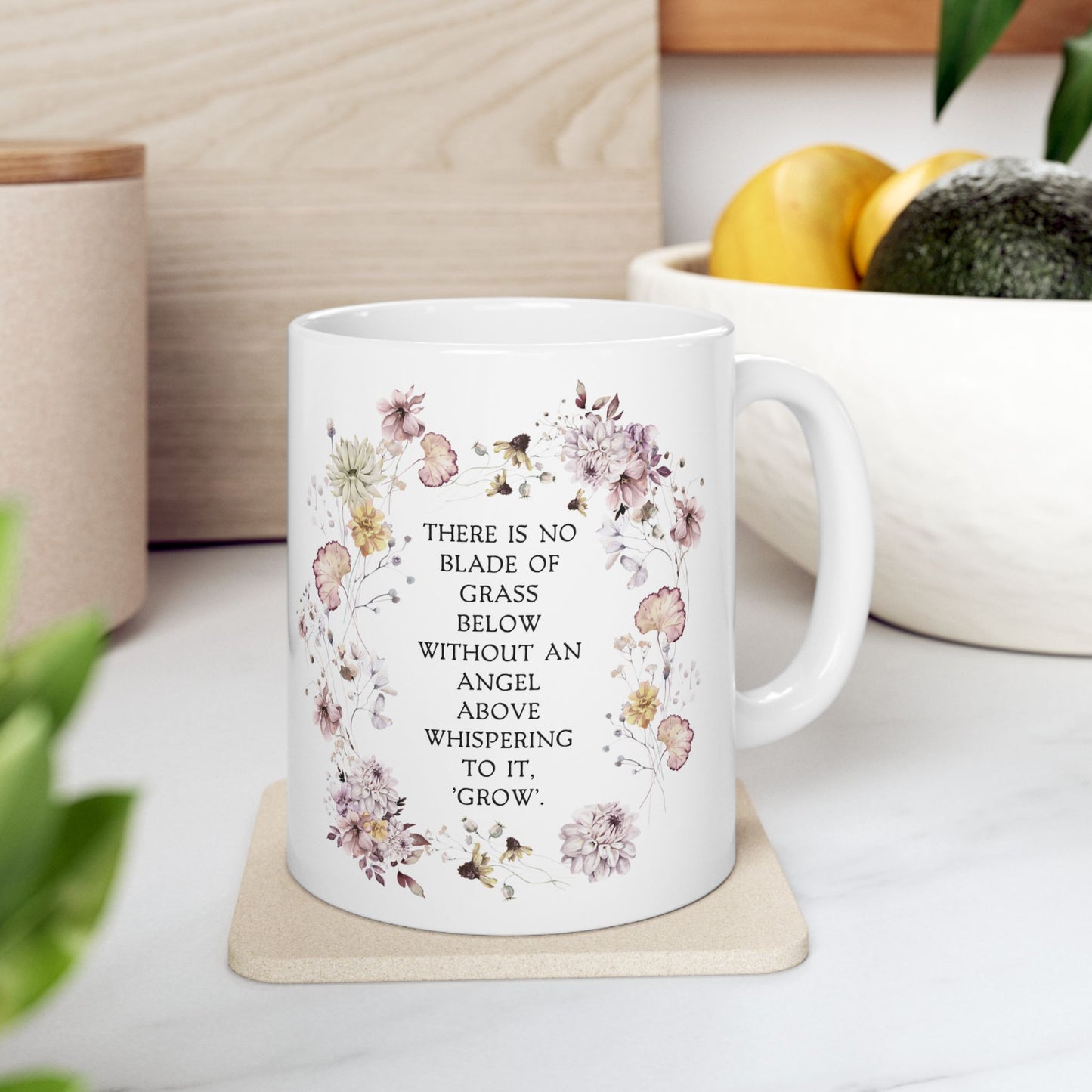 Ceramic Mug|Nature-inspired mug| Floral design mug|Botanical mug| Gift for mom|Plant lover gift| Holiday gift mug|Ceramic coffee mug|