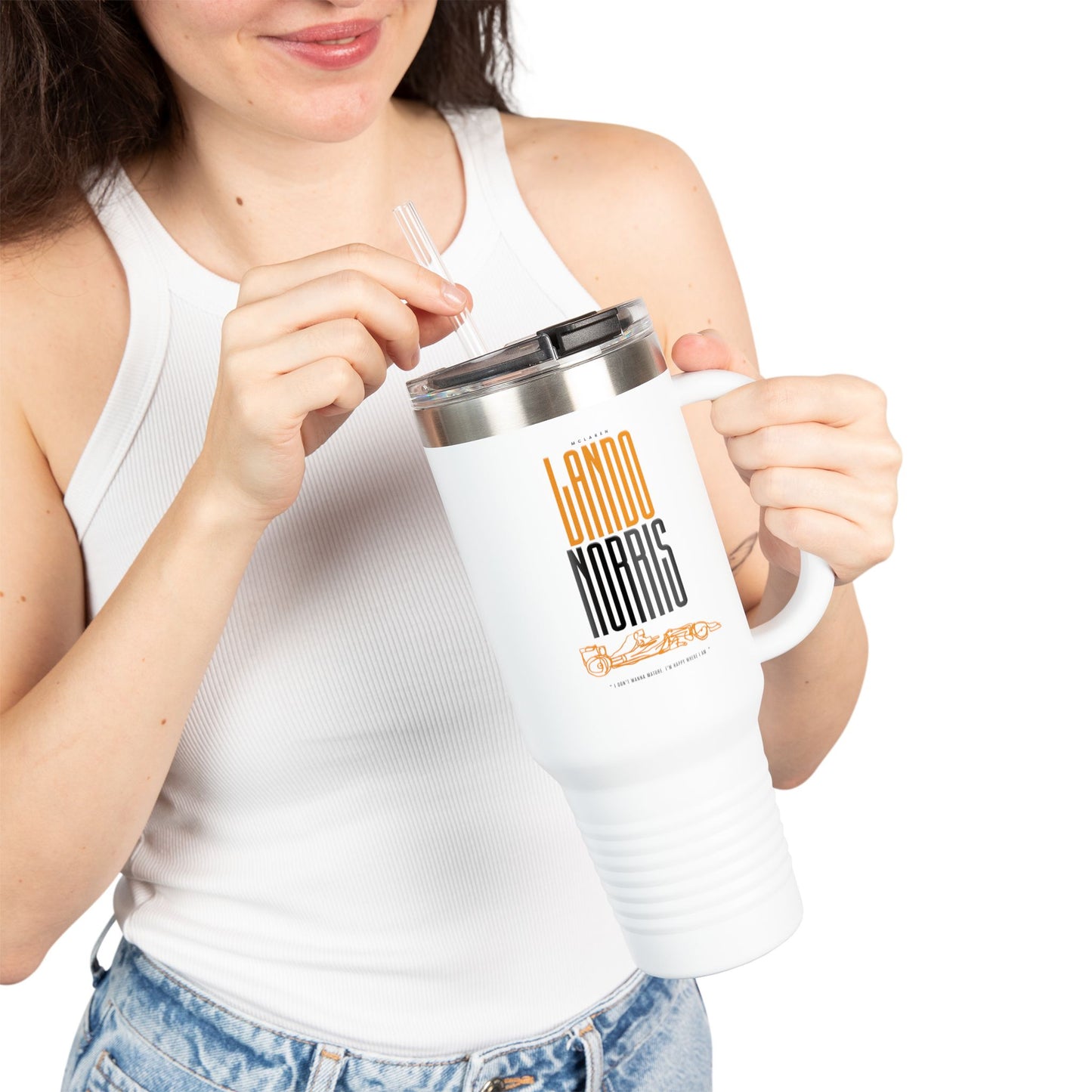 Lando Norris Insulated Travel Mug, 40oz Coffee Tumbler, Sporty Travel Mug, Gift for Him, F1 gift idea, f1 gift for her-him