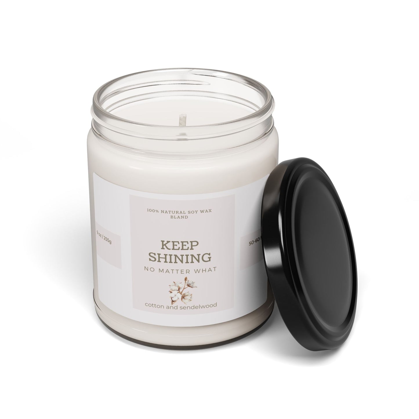 Scented Soy Candle, cotton and sandelwood, birthday gift candle