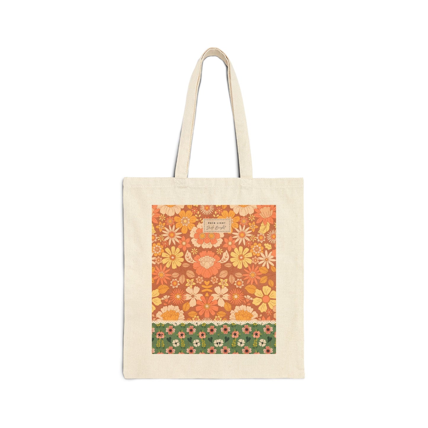 Cotton Canvas Tote Bag| gift bag|  Retro floral tote| Gift for her|  Floral design bag| Mother's day gift| Eco-friendly bag