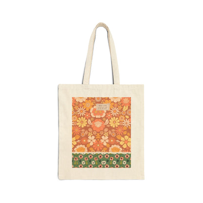 Cotton Canvas Tote Bag| gift bag|  Retro floral tote| Gift for her|  Floral design bag| Mother's day gift| Eco-friendly bag