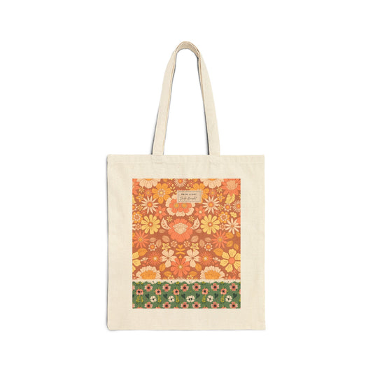 Cotton Canvas Tote Bag| gift bag|  Retro floral tote| Gift for her|  Floral design bag| Mother's day gift| Eco-friendly bag