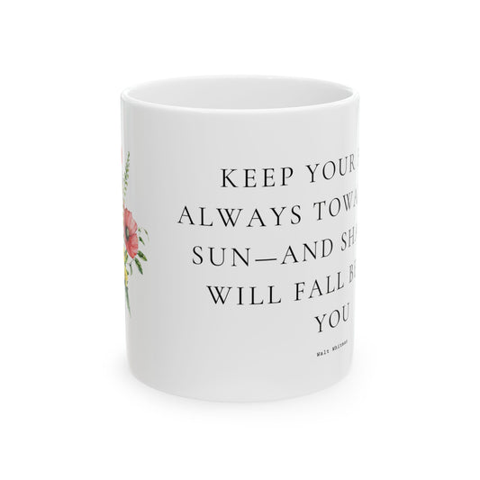 Ceramic Mug| Holiday gift mug|Gift for Nature Lovers|Walt Whitman Quote Mug|Nature Inspired Gift|Floral Coffee Mug|Poetry Lover Gift