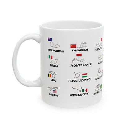 F1 Ceramic Mug| F1 Circuit Map Mug| Formula 1 Gift for Him| F1 Lover Gift| F1 Race Tracks 2025| Formula 1 Fan Merchandise| F1 Gift Idea